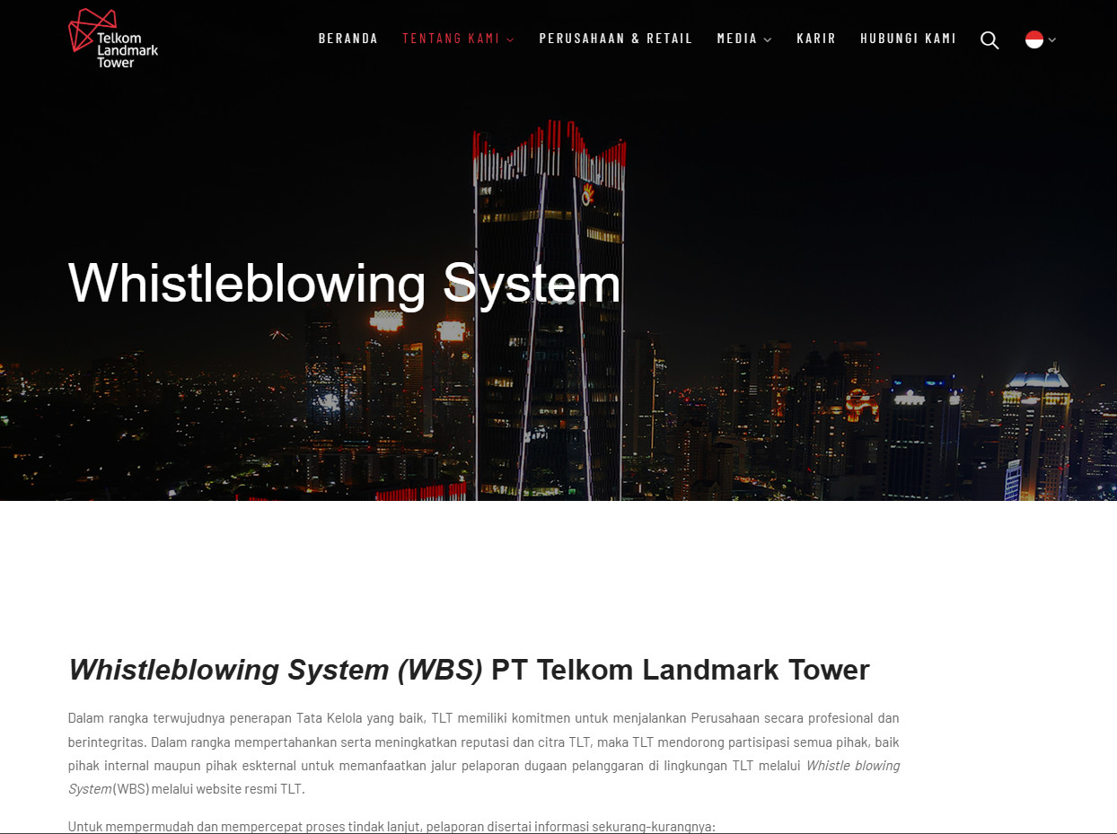 Telkom Landmark Tower - Whistleblowing System (WBS)